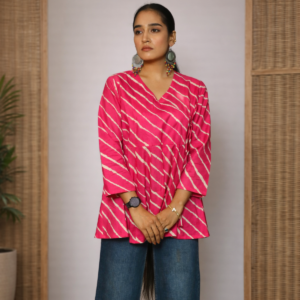 angrakha short kurti pink